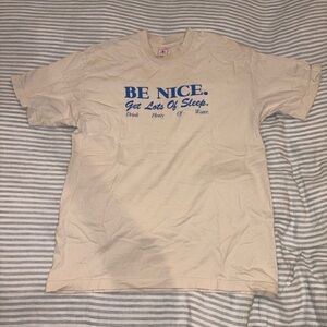 Sporty & Rich Cream T-Shirt with Blue Print